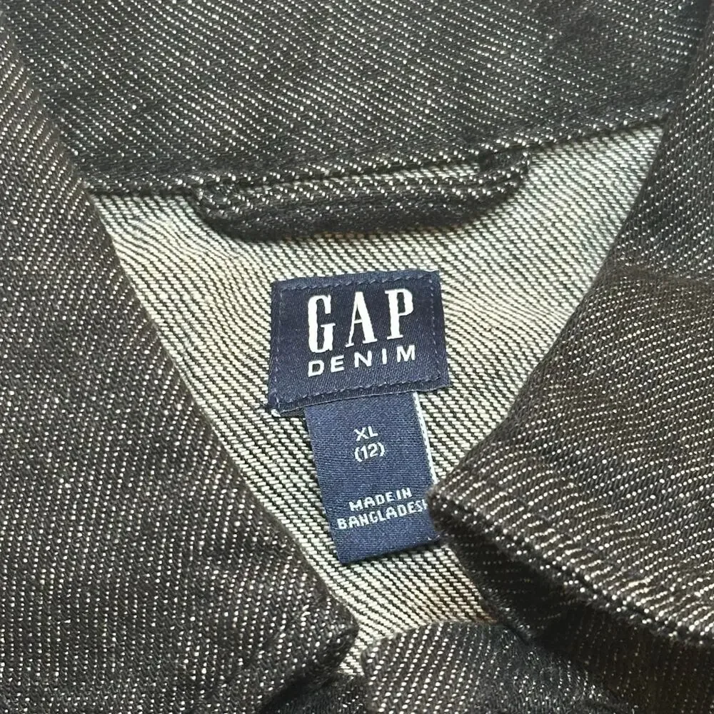 NEW Gap Gender Neutral Black Denim Jacket sz XL (12) Kids Denim Jacket